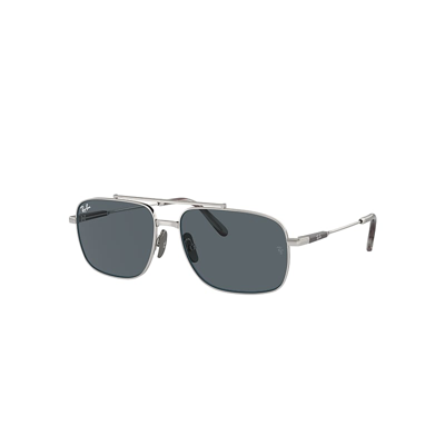 Ray Ban Michael Titanium Sunglasses Silver Frame Blue Lenses 59-15