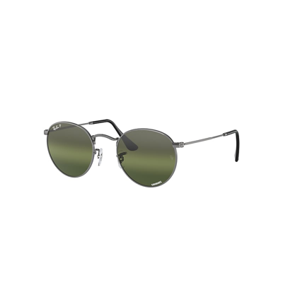 Ray Ban Round Metal Chromance Sunglasses Gunmetal Frame Silver Lenses Polarized 50-21