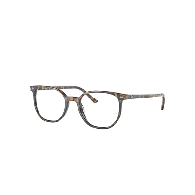 Ray Ban Elliot Optics Eyeglasses Brown Grey Havana Frame Demo Lens Lenses Polarized 52-19 In Braun Havana Grau