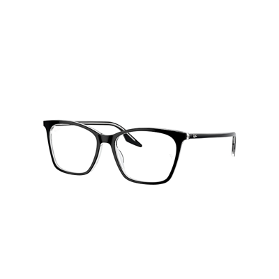 Ray Ban Rb5422 Optics Eyeglasses Black On Transparent Frame Demo Lens Lenses Polarized 52-16 In Schwarz Auf Transparent