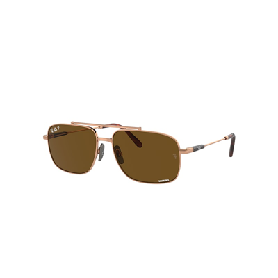 Ray Ban Michael Titanium Sunglasses Light Brown Frame Brown Lenses Polarized 59-15
