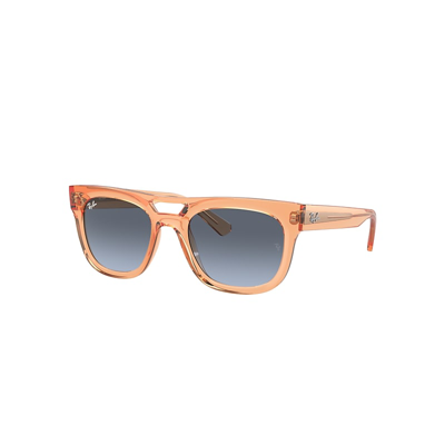 Ray Ban Phil Bio-based Sunglasses Transparent Orange Frame Blue Lenses 54-21