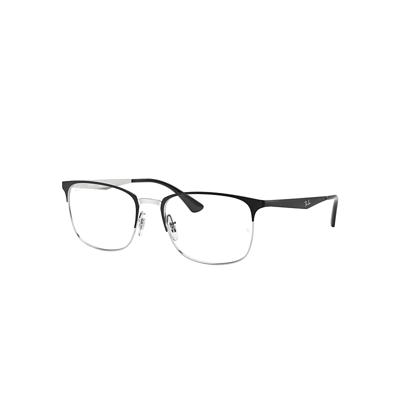 Ray Ban Rb6421 Optics Eyeglasses Black On Silver Frame Demo Lens Lenses Polarized 56-18 In Schwarz Auf Silber