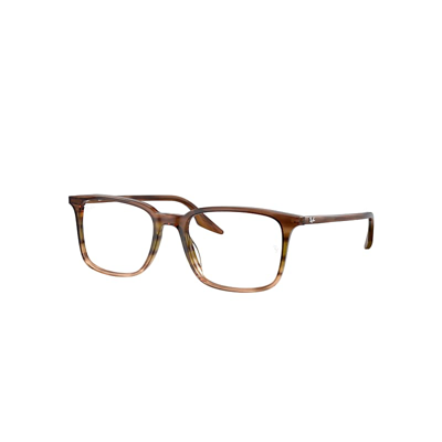 Ray Ban Rb5421 Optics Eyeglasses Striped Brown & Green Frame Clear Lenses Polarized 55-19 In Braun Gestreift & Grün
