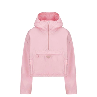 Prada Re-nylon Hooded Jacket In Pink