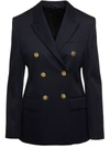 Givenchy Wool Blend Blazer With Back Slit And Multiple Pockets In Blu