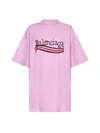 Balenciaga Women's Logo Printed Crewneck T Shirt In Pink/black/red