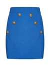 Balmain 6-button Knit Mini Pencil Skirt In Red