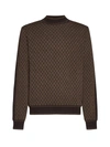 Balmain Mini Letter Pattern Knitted Sweater In Marron Fonce