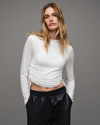 Allsaints Beta Long Sleeve Funnel Neck Top In Optic White