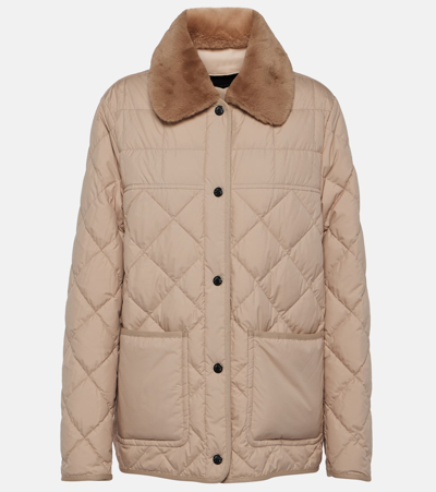 Moncler Cygne Faux Shearling-trimmed Down Jacket In Brown