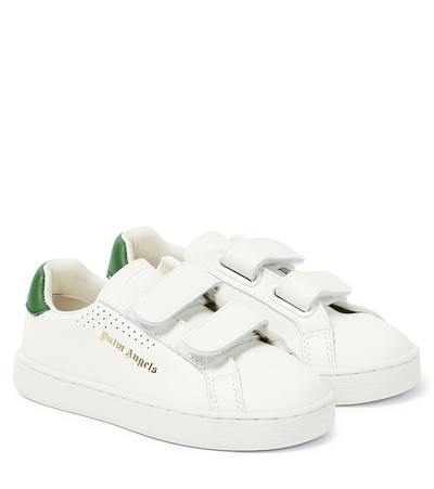Palm Angels Kids' Palm One Strap Leather Sneakers In White