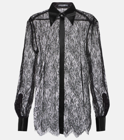Dolce & Gabbana Floral Lace Blouse In Black