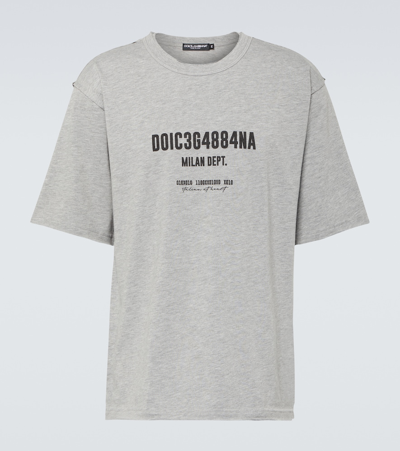 Dolce & Gabbana Logo Print Cotton T-shirt In Grey