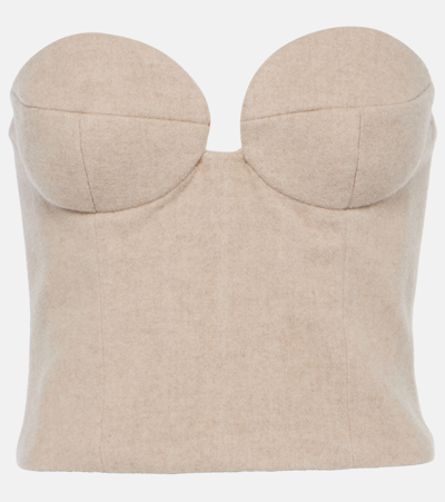 Magda Butrym Cashmere-blend Corset Top In Beige