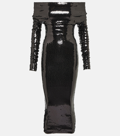 Alexandre Vauthier Sequined Strapless Gown In Black