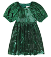 Paade Mode Balloon-sleeve Velvet Dress In Green