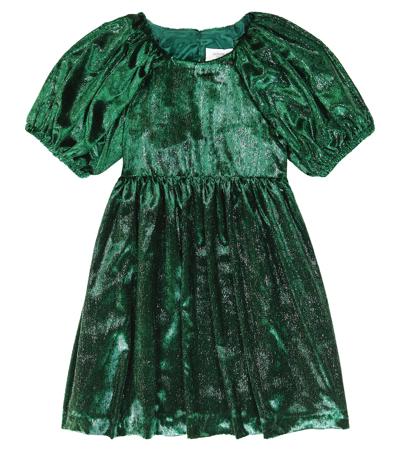 Paade Mode Kids' Balloon-sleeve Velvet Dress In Green
