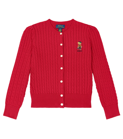 Polo Ralph Lauren Polo Bear Cable-knit Cotton Cardigan In Red
