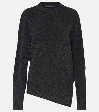 Proenza Schouler Asymmetric Dolman-sleeve Wool Sweater In Charcoal