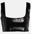 Galvan Beating Heart Sequin Top In Black