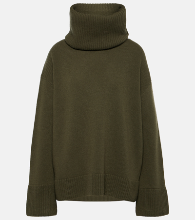 Moncler Tricot Wool Knit Turtleneck Jumper In Green