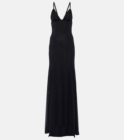 Dolce & Gabbana Long Tulle Slip Dress In Black