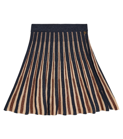 Scotch & Soda Kids' Pleated Striped Cotton-blend Skirt In Multicoloured