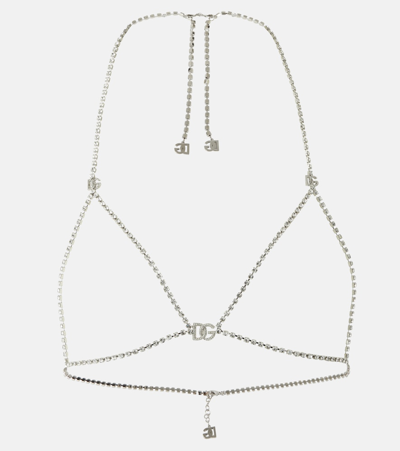 Dolce & Gabbana Bijoux Crystal-embellished Bra In Silver