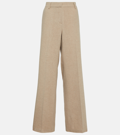 Magda Butrym Mid-rise Cashmere Wide-leg Pants In Beige