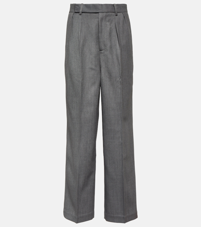 Jacques Wei Wool-blend Twill Straight Trousers In Grey