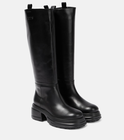 Tod's Chunky Leather Knee-high Boots In Black