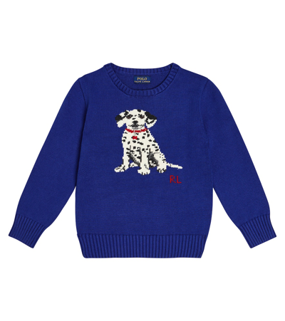 Polo Ralph Lauren Kids' Intarsia Cotton Sweater In Dark Blue