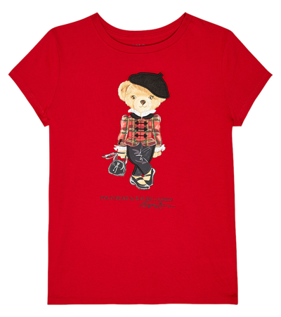 Polo Ralph Lauren Kids' Polo Bear棉质针织t恤 In Red