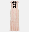 ALESSANDRA RICH BOW-DETAIL LACE GOWN
