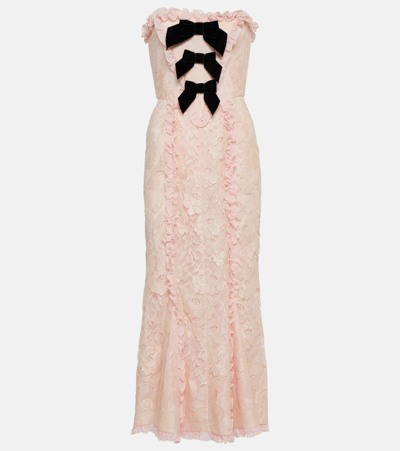 Alessandra Rich Bow-detail Lace Gown In Pink