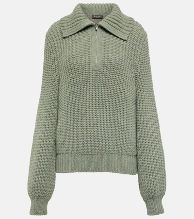 Loro Piana Darwin Cashmere Half-zip Sweater In Green