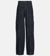 Ag High Rise Wide Leg Cargo Trouser Jeans In Prince St In Blue
