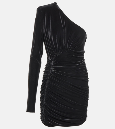 Alexandre Vauthier One-shoulder Velvet Minidress In Black