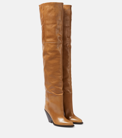 Isabel Marant Lalex Leather Over-the-knee Boots In Beige