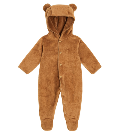 Il Gufo Baby Teddy Bear Playsuit In Beige