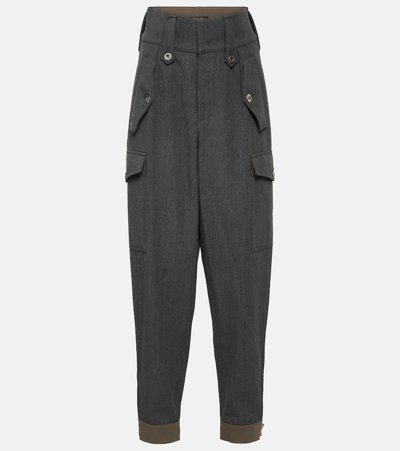 Loro Piana Daian High-rise Wool Cargo Pants In Grey