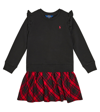 Polo Ralph Lauren Checked Cotton-blend Sweatshirt Dress In Black