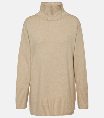 Vince Wool And Cashmere Turtleneck Sweater In Beige