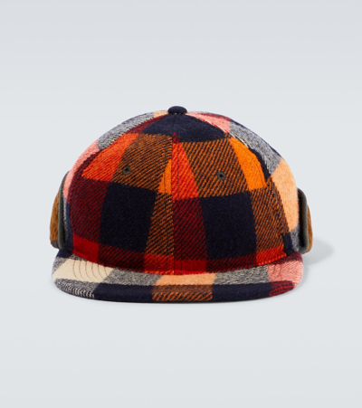 Rrl Checked Wool Flap Cap In Multicoloured