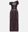 ALTUZARRA CORFU OFF-SHOULDER LEATHER MAXI DRESS