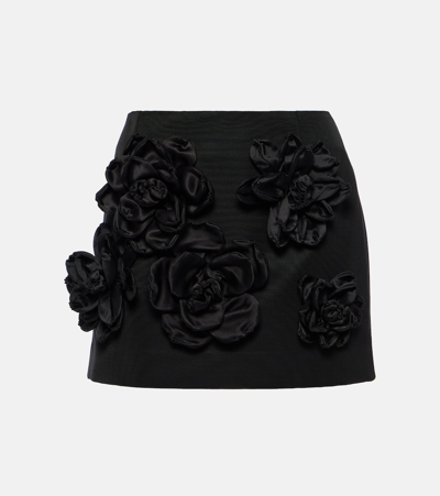 Dolce & Gabbana Floral-embroidered Ottoman Cotton Mini Skirt In Black