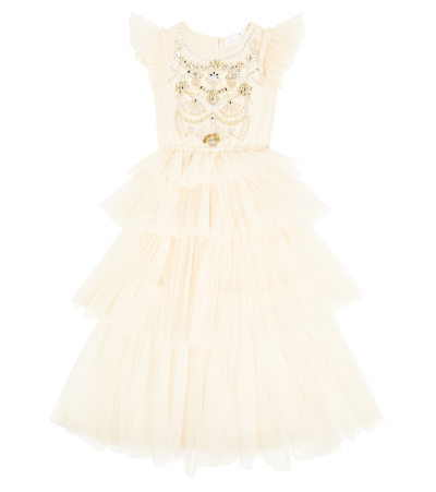 Tutu Du Monde Kids' Nightingale Tutu Embellished Tulle Dress In White