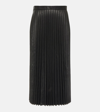 Balenciaga Pleated Leather Midi Skirt In Black