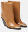 ISABEL MARANT LADEL LEATHER ANKLE BOOTS